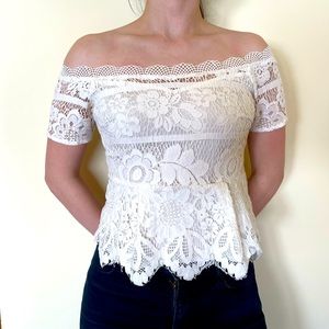 White Lace Off shoulder Top